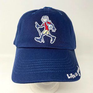Life Is Good Hiking Guy Strapback Hat‎ Cap Beach Golf Relax Dad Man Camp Blue
